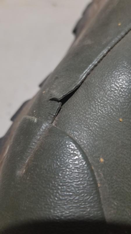 Cracked on outside of both boots.