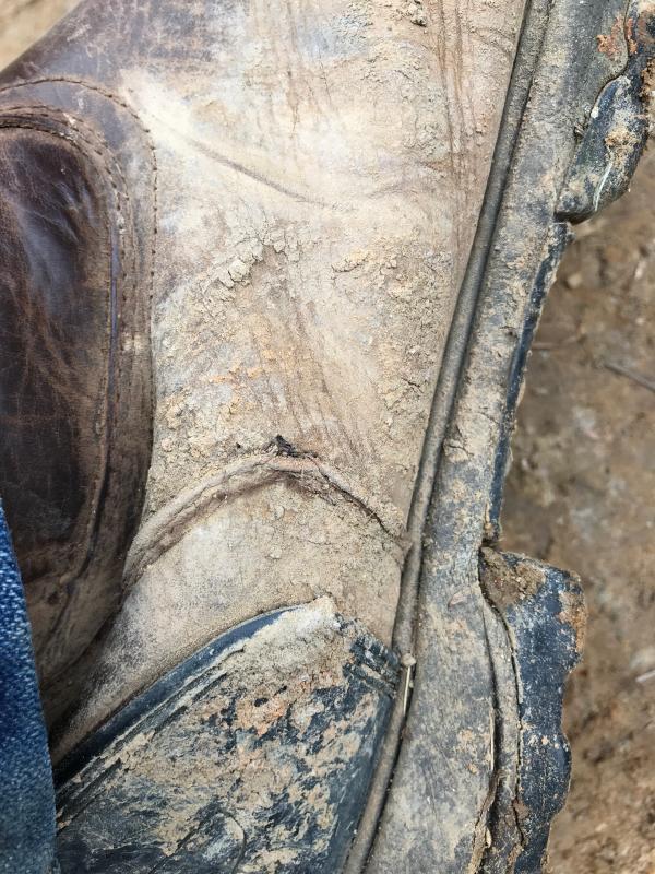 Where stitching was repaired