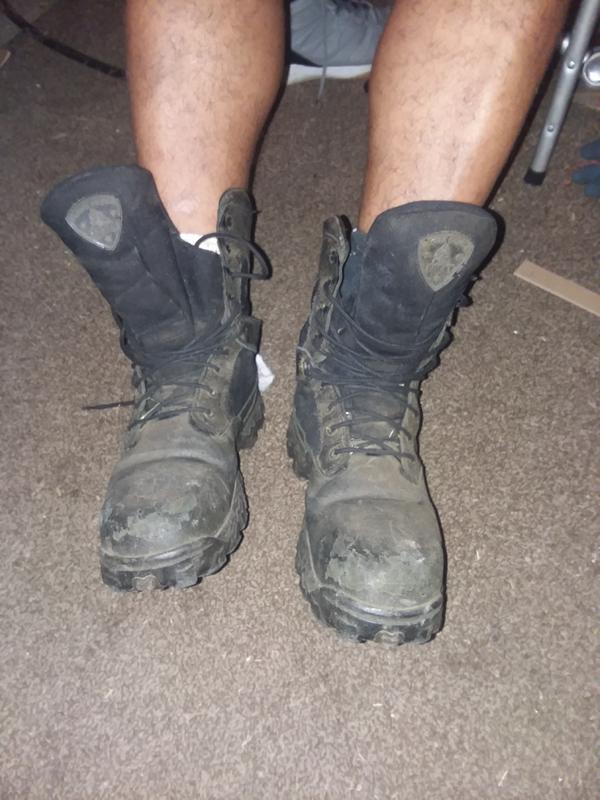 Dirty reliable work boots