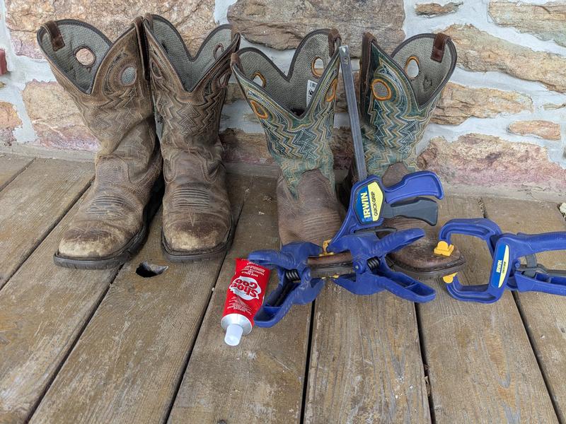 Two pairs - last year's (glued) and gluing this year's.