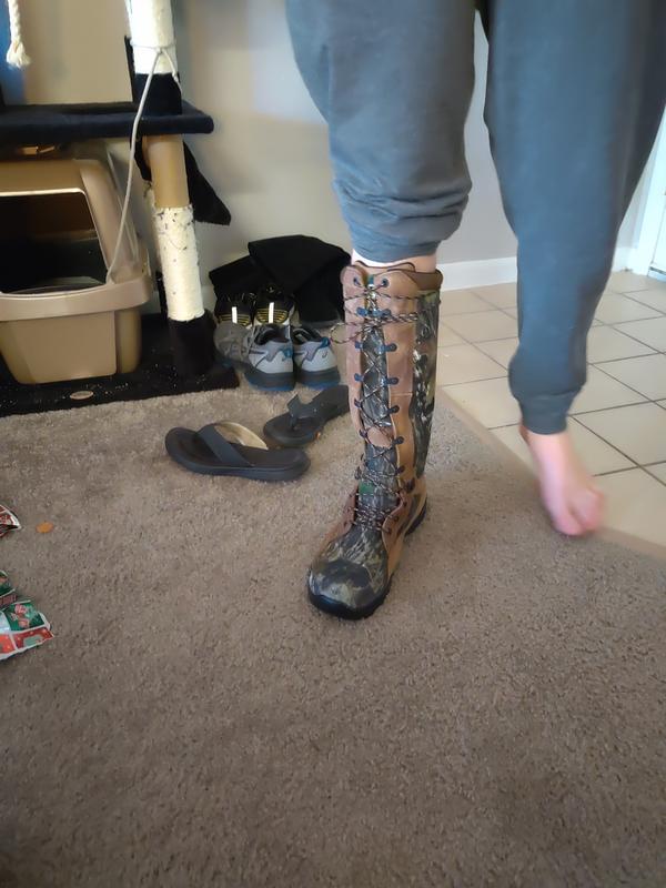 New boots being tried on Christmas morning!