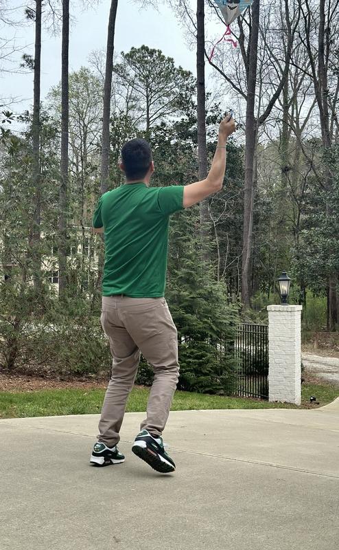 Flying Kite with daughter, pants are super comfortable!