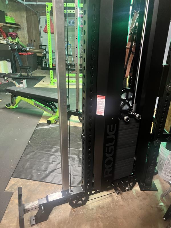 My home gym 'The Pit'! Neon green theme; Functional Trainer fits right at home.