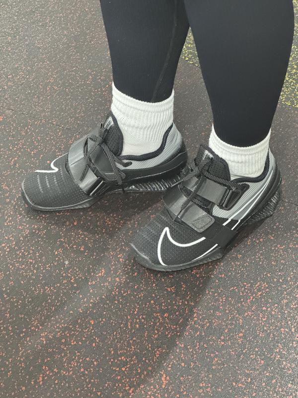 Our daughter breaking them in at the gym before weightlifting practice starts.