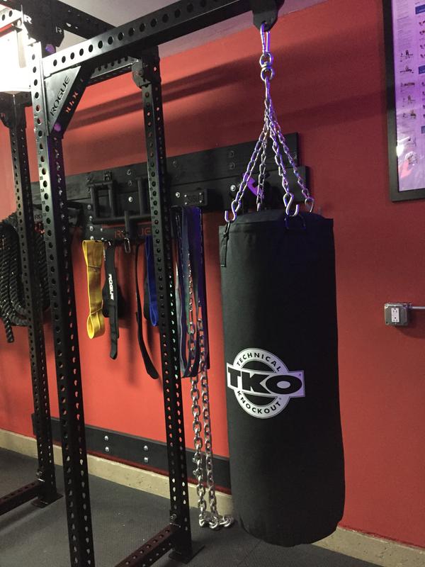 punching bag on power rack