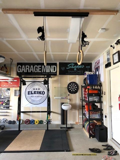hanging gymnastic rings from ceiling joist