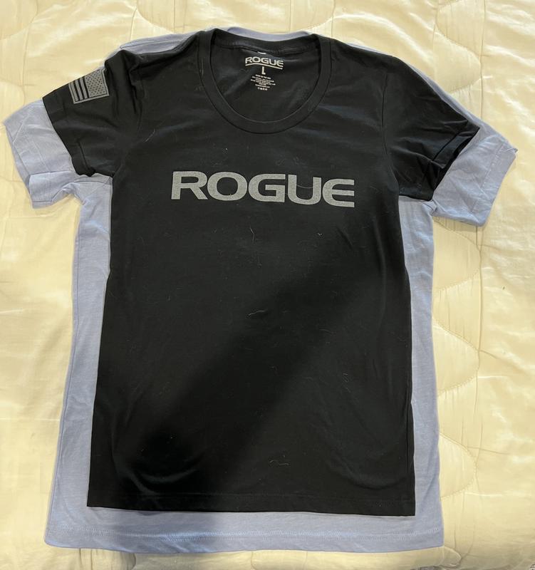 Blue shirt underneath a Medium, Rogue shirt Large