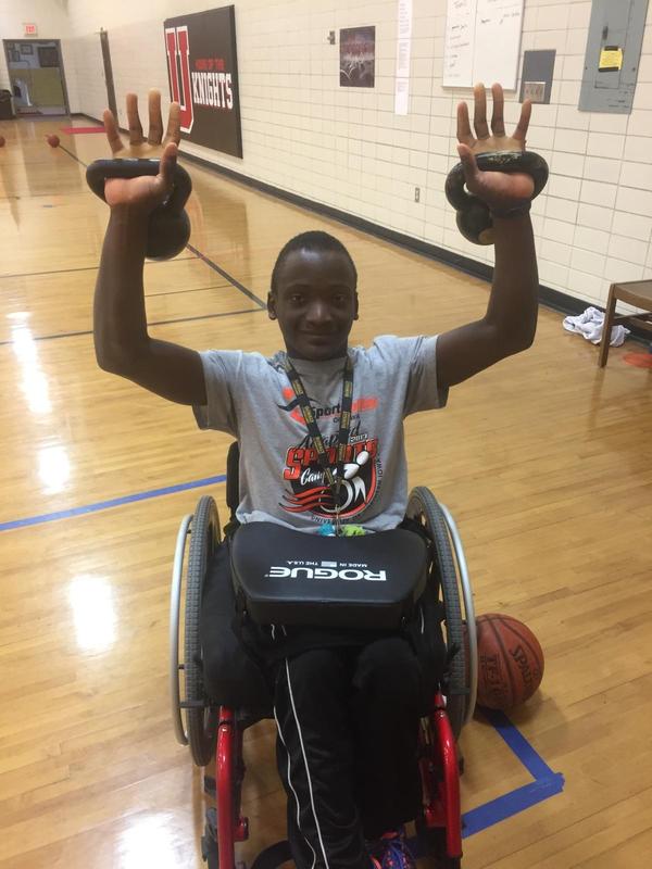 Sam using his LapMat in PE Classes at Union Middle School
