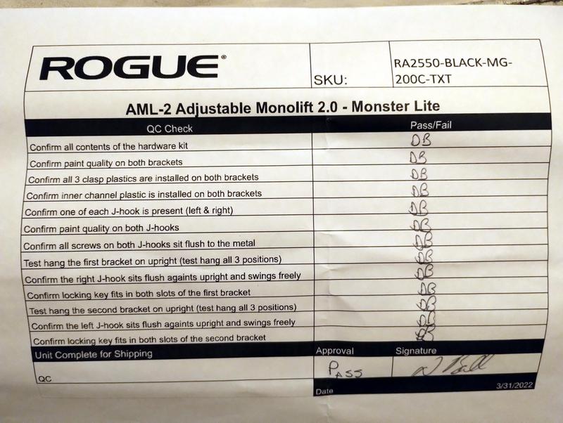 Quality control form