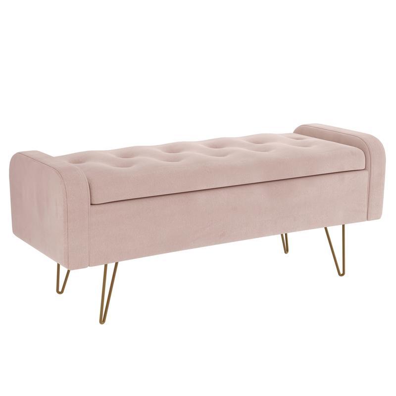 Pink velvet deals ottoman bench