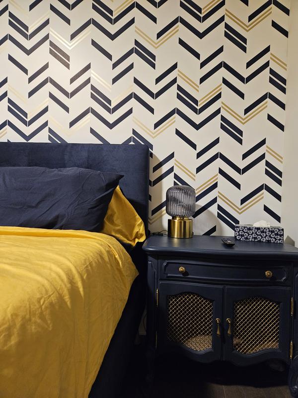 RoomMates Blue Chevron Peel-and-Stick Wallpaper Blue and Tan 28,18