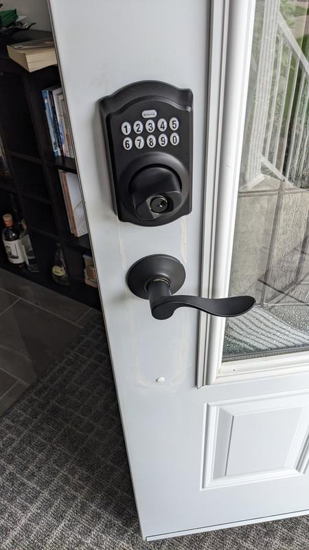 Schlage Camelot/Accent Matte Black Keypad Deadbolt and Entry Lever