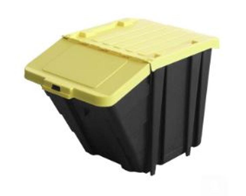 Stackable storage bin with hinged lid, 15L