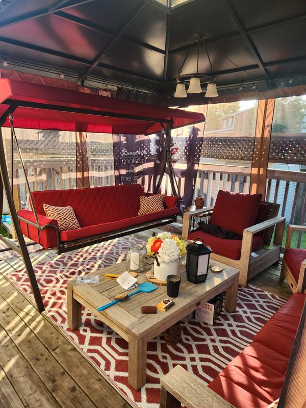 Style Selections 8-ft Red/Brown Steel and Polyester Futon Swing