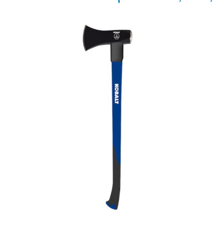 Kobalt Tempered High Carbon Steel Splitting Axe - 8-lbs - Black