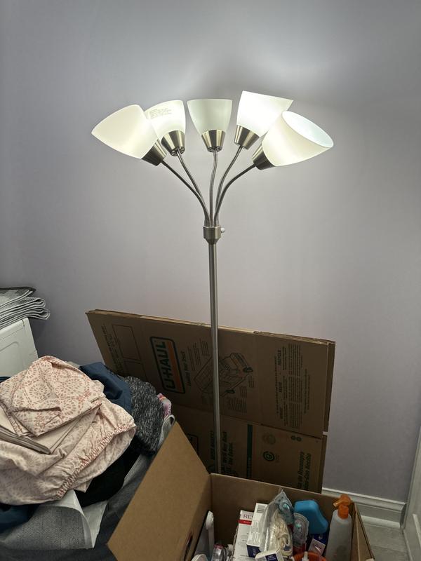 VALU+ Satin Nickel Floor Lamp - 5 Gooseneck Arms - 66.37-in SM