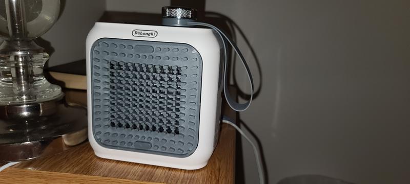 Delonghi Mini Heater Up to 100 sq. ft. White and Gray 5.9-in