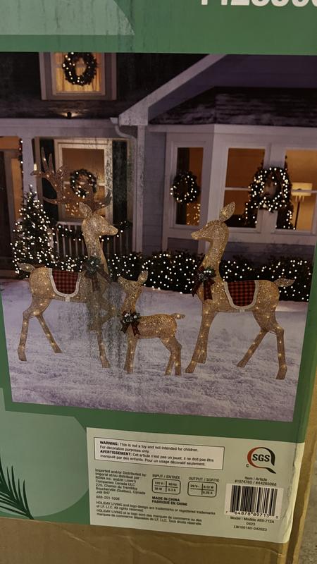 Famille de 3 cerfs de Noël Holiday Living illuminés 34 po, 52 po et 64 po  89-712