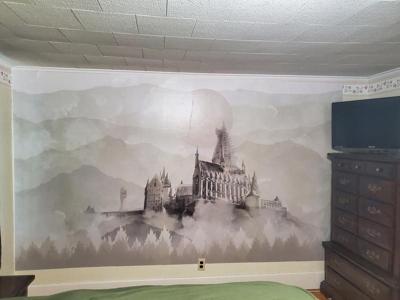 Door Mural Harry Potter Castle Hogwarts View Wall Stickers Decal