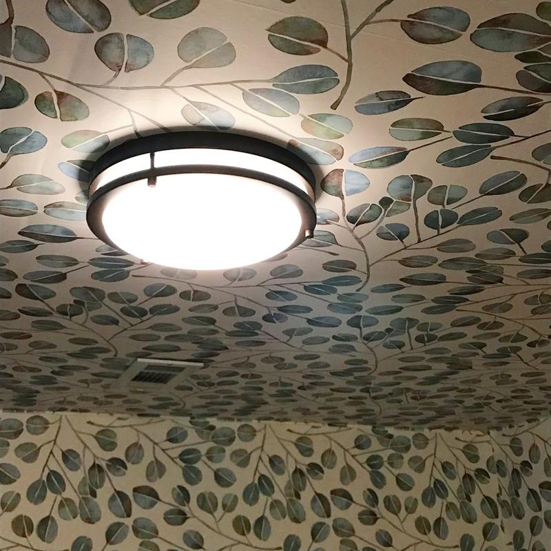 Finished! Ceiling and walls above wainscoting