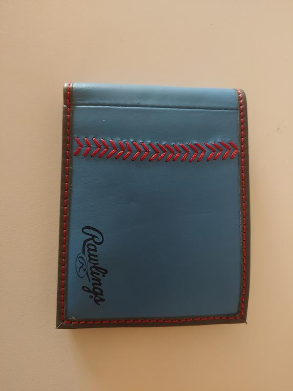 Pop Baseball Stitch Front Pocket Wallet, Rawlings Leather