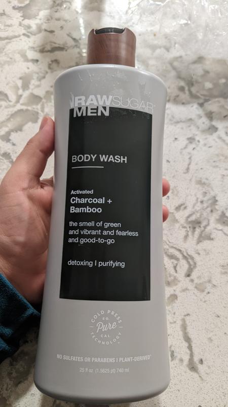 Raw Sugar Men Body Wash, Detoxing, Purifying, Charcoal + Bamboo - 25 fl oz