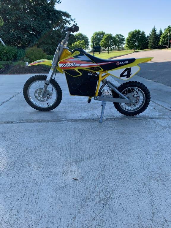 yellow razor electric dirt bike