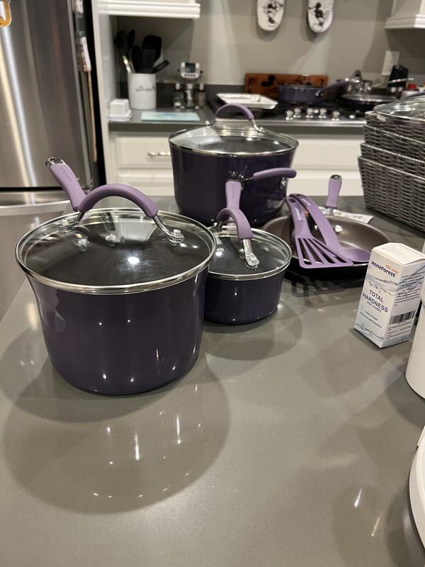Rachael Ray Cucina 12-Piece Hard-Enamel Nonstick Cookware Set, Purple