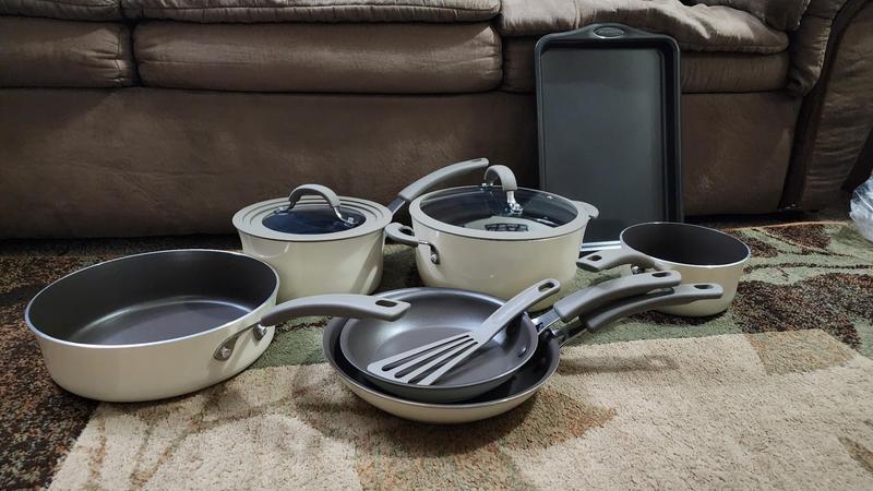 Rachael Ray Cook + Create 11pc Aluminum Nonstick Cookware Set - Agave Blue  in 2023