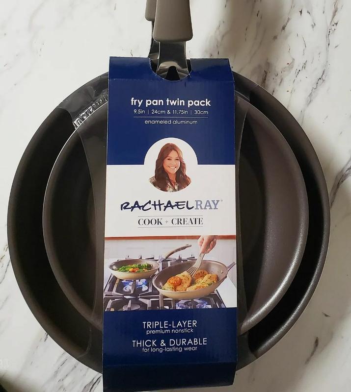 Rachael Ray Fry Pan, Enameled Aluminum, Twin Pack