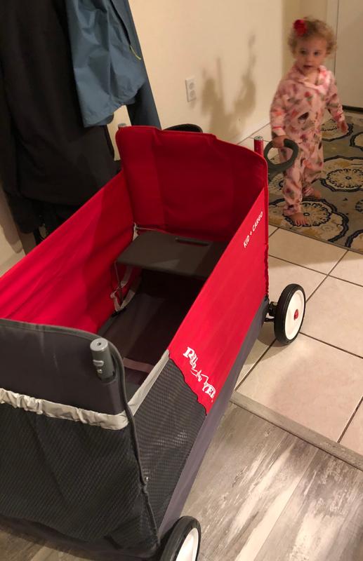 radio flyer kid & cargo folding wagon with 2 versatile seats and canopy