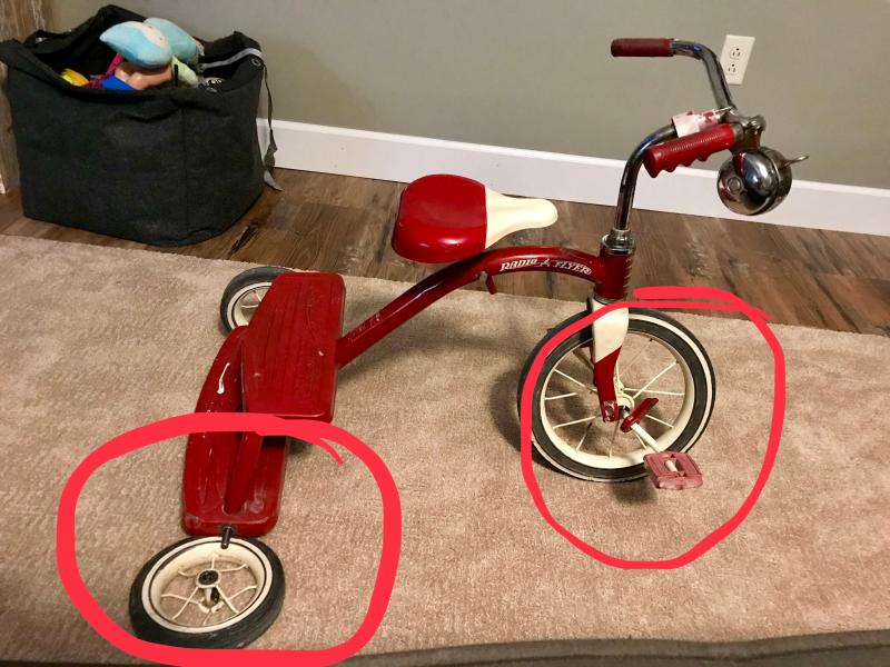 retro red radio flyer tricycle