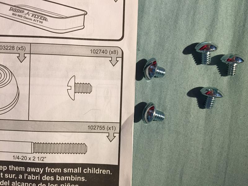 Parts List specifies 8 screws; I only received 5