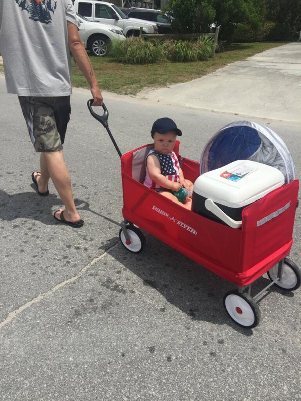 Daddy pulling me in my New Radio Flyer Wagon