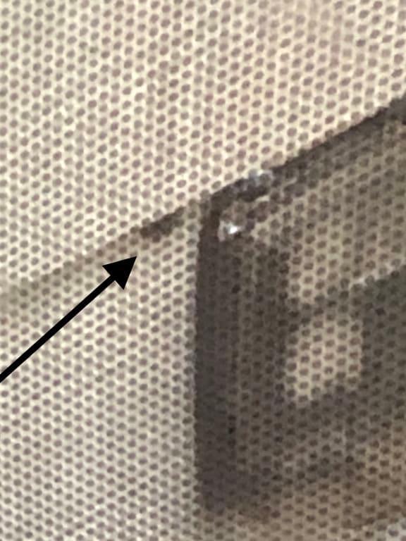 Dark spot arrowing is pointing to is the bottom of the nest protruding from under the hardie plank siding