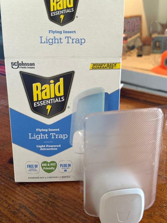 Raid Essentials Flying Insect Light Trap Starter Kit, 1 Fly Trap Device & 1  Refill 