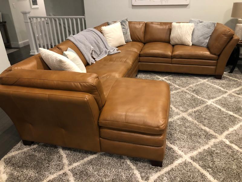 caramel leather sofa with chaise