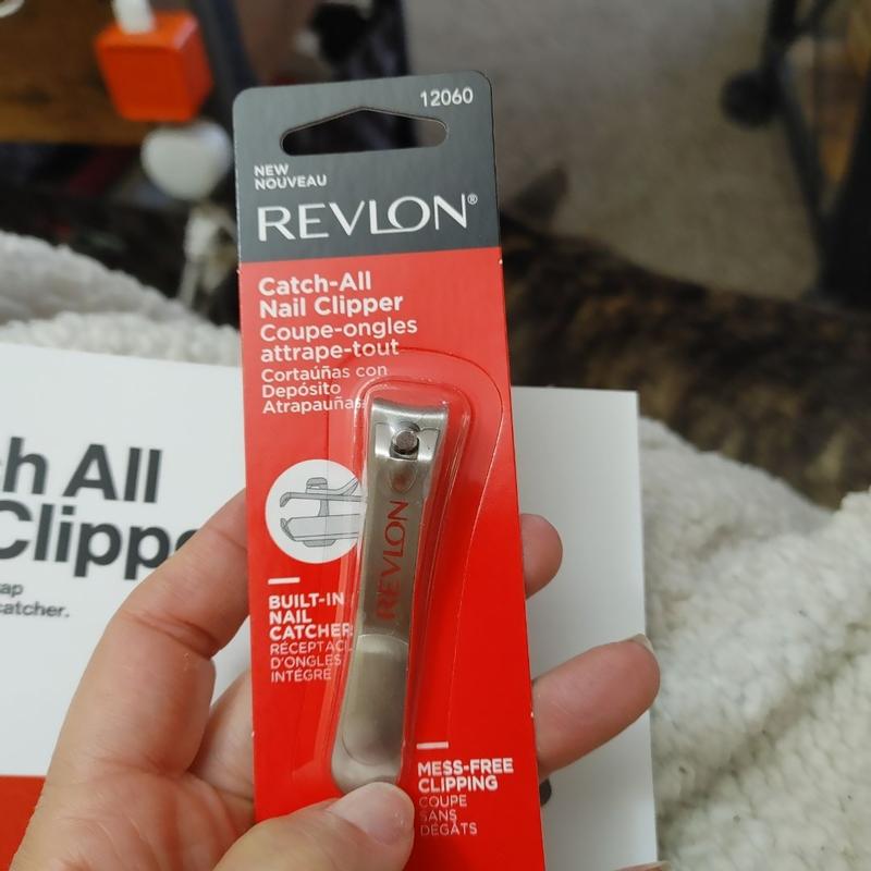 Revlon Catch-All Nail Clipper with Catcher, Stainless Steel Curved