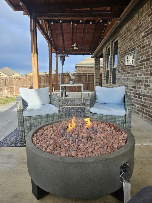 Real Flame 36-in W Black Portable Steel Round Propane Gas Fire Pit Table