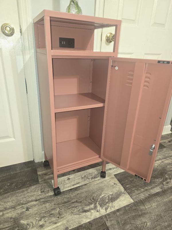 The Novogratz Cache Metal Locker-Style Mobile Storage Cart, Dusty Rose ...