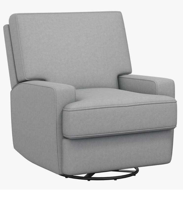 DHP Rylan Gray Upholstered Swivel Recliner with Lift Assistance in