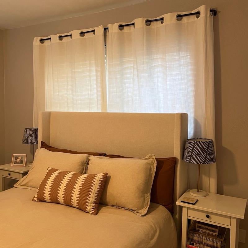 DHP Eveline Upholstered Wingback Bed, Queen, Textured Ivory Canvas in ...