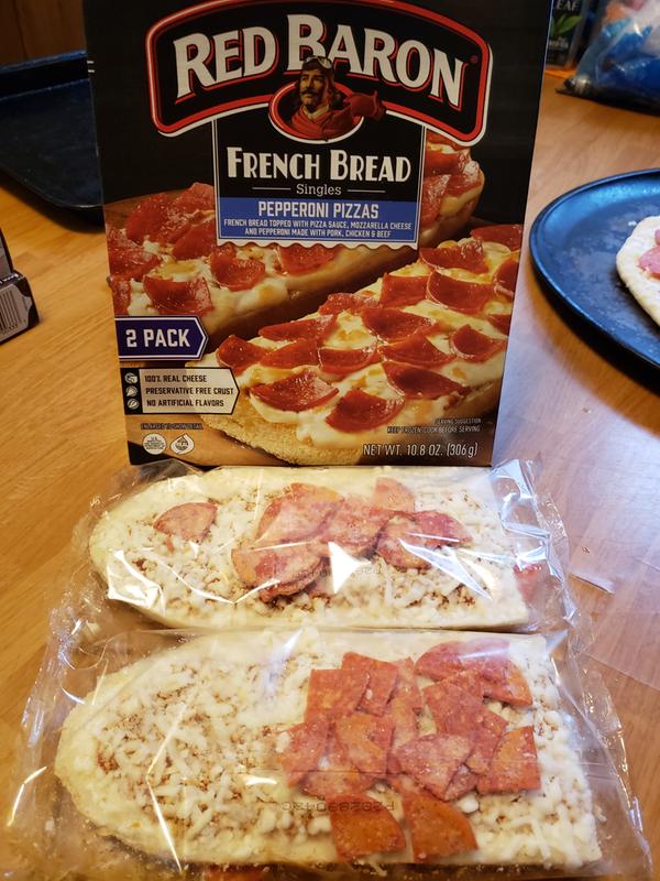 Red Baron French Bread, Pepperoni Pizzas, Singles, 2 Pack
