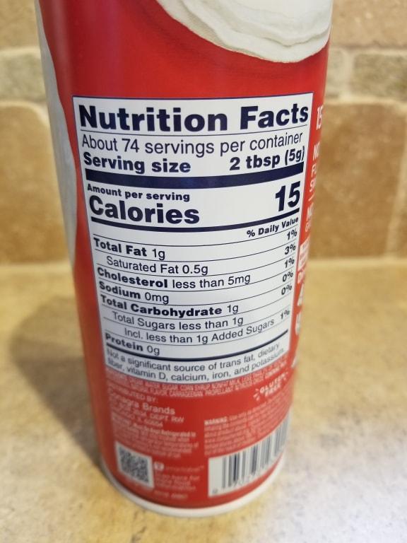 Reddi Wip Original Whipped Cream: Nutrition Ingredients