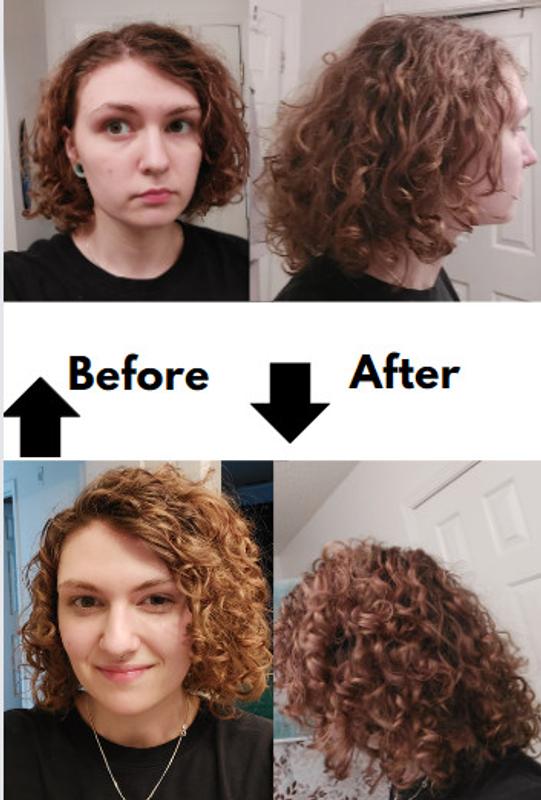 A before vs. after using the product and drying with a diffuser.