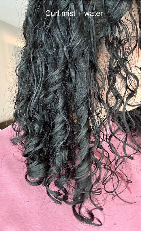 Styling with water after using the curl mist