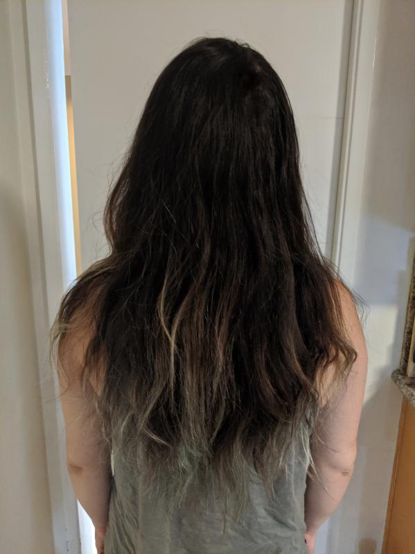 Air dried, with product and no dryer/straightener used. Less frizzy then usually, and more maintainable.