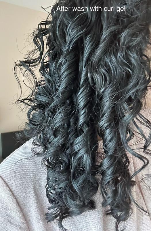 After wash and styling with curl gel