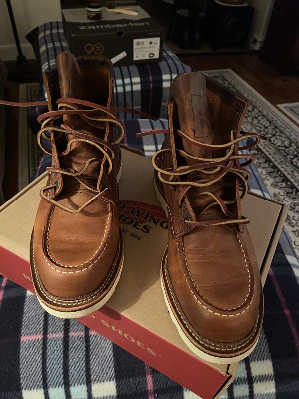 Red Wing Shoes Classic Moc Toe R&T Mens Copper Brown Boots – Tower-London.US