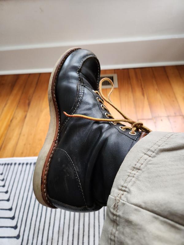 Black RED WING SHOES CLASSIC MOC LACE-UP BOOTS (08849D)